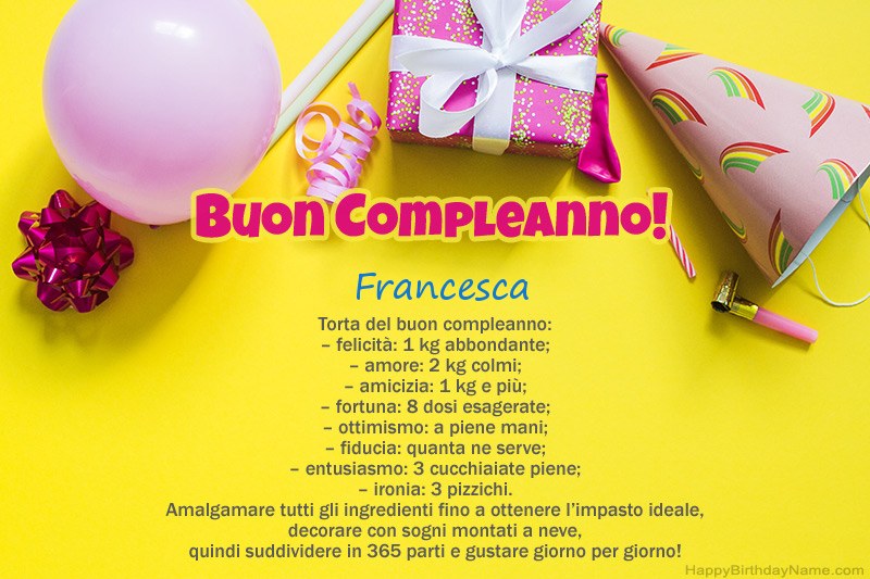 Buon compleanno Francesca in prosa
