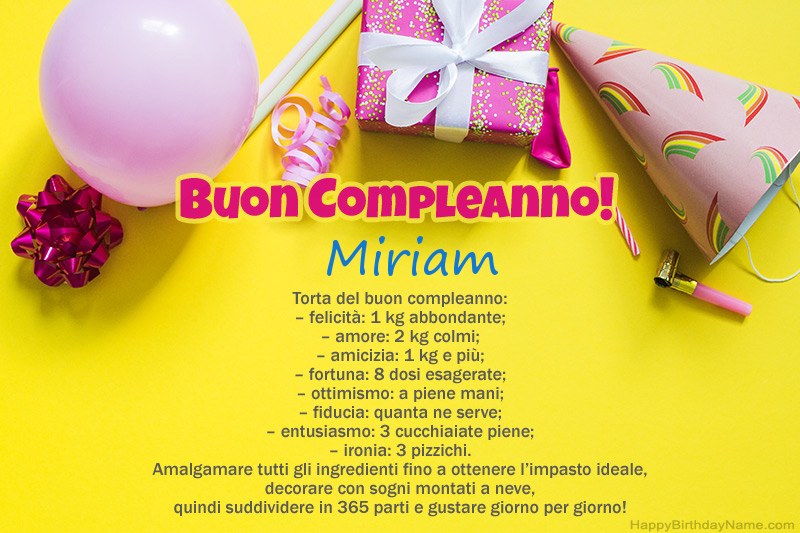 Buon compleanno Miriam in prosa