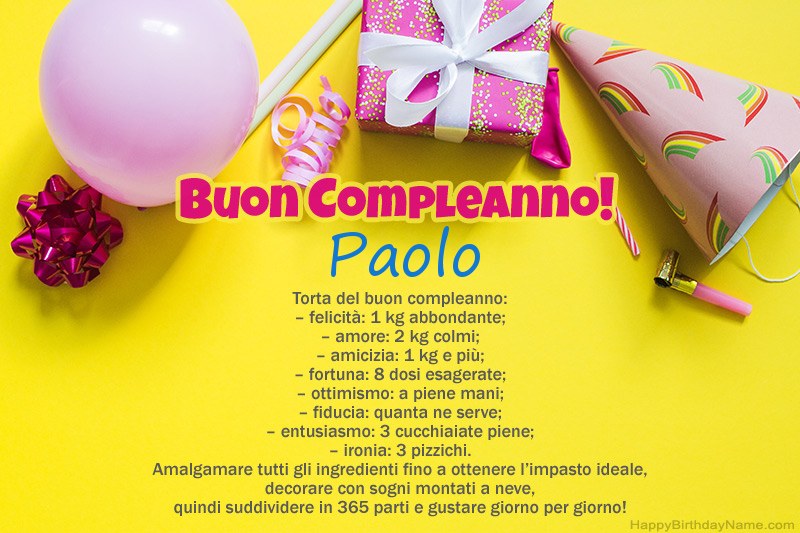Buon compleanno Paolo in prosa