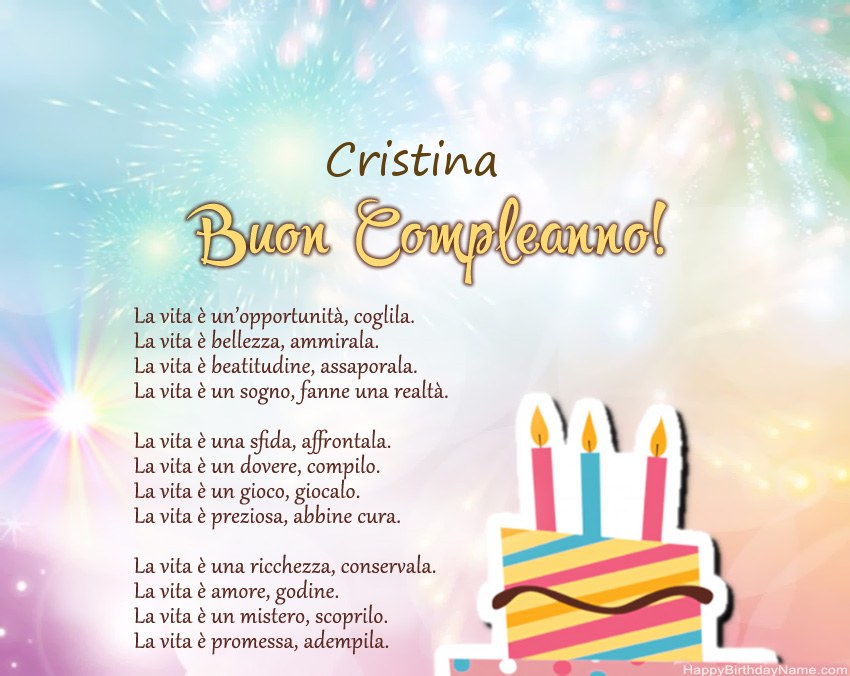 Buon compleanno Cristina in versi