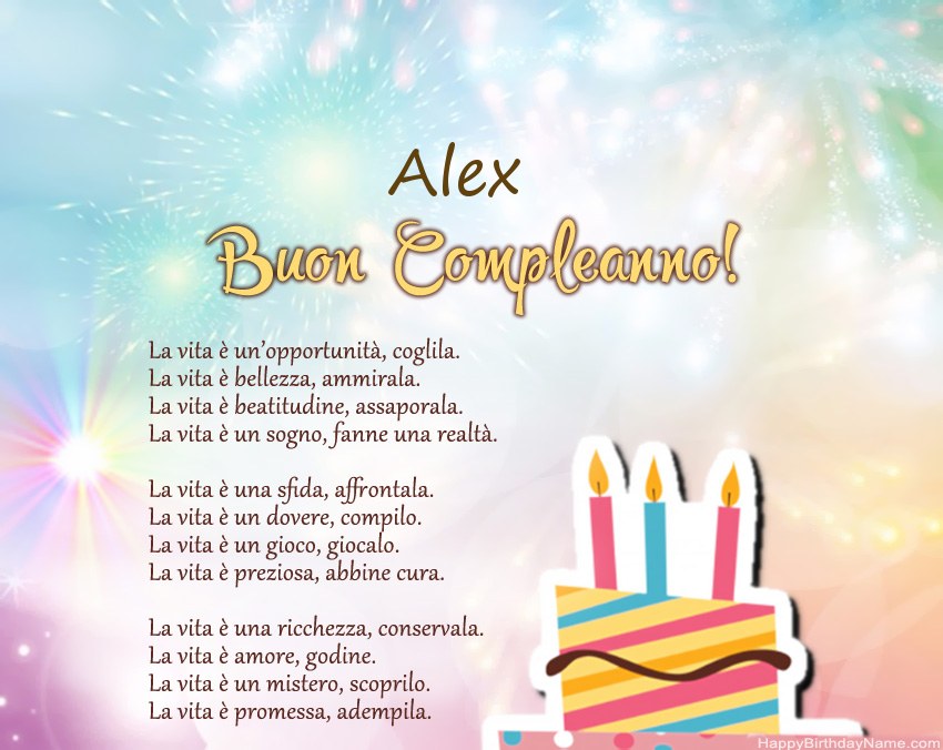 Buon compleanno Alex in versi