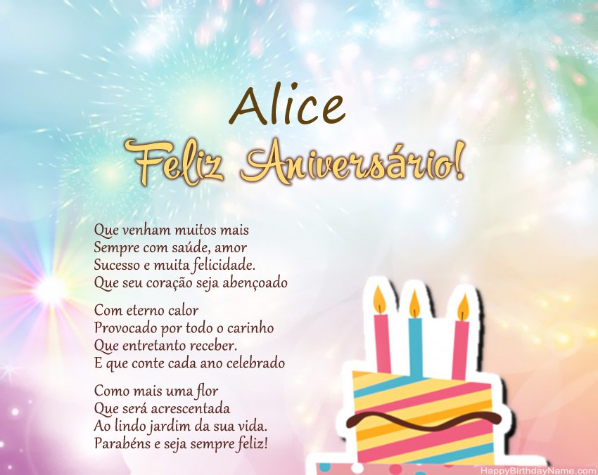 Feliz Aniversario Alice no verso Feliz Aniversario Alice no verso