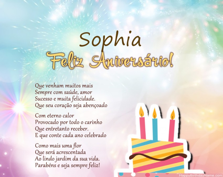 Feliz Aniversario Sophia no verso Feliz Aniversario Sophia no verso