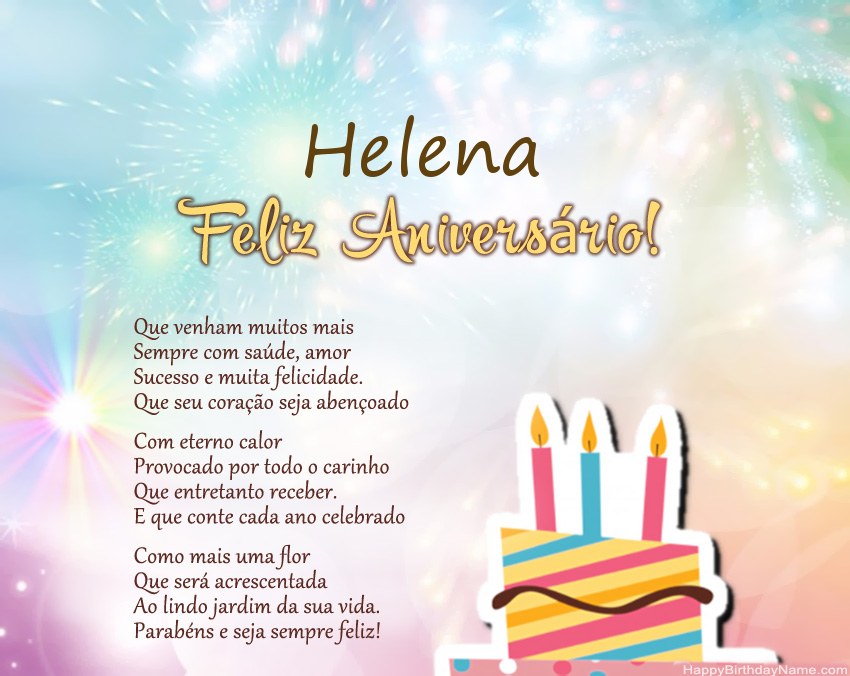 Feliz Aniversario Helena no verso Feliz Aniversario Helena no verso