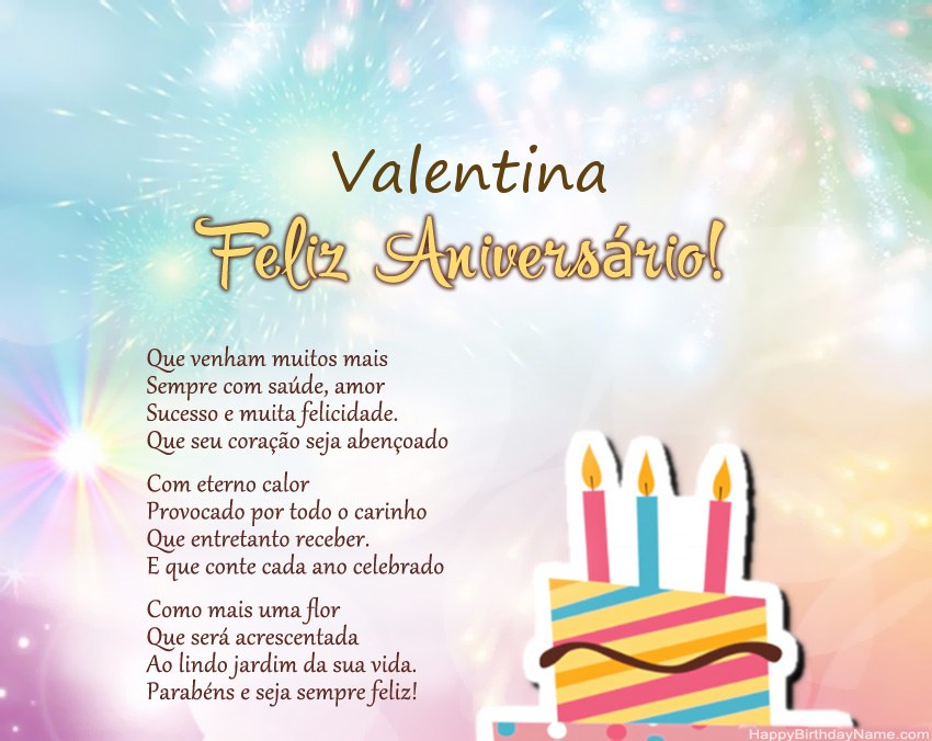 Feliz Aniversario Valentina no verso Feliz Aniversario Valentina no verso