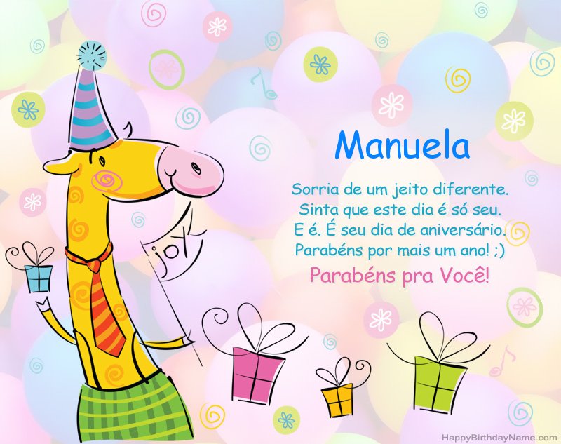 Parabéns infantis por feliz aniversário de Manuela Parabéns infantis por feliz aniversário de Manuela
