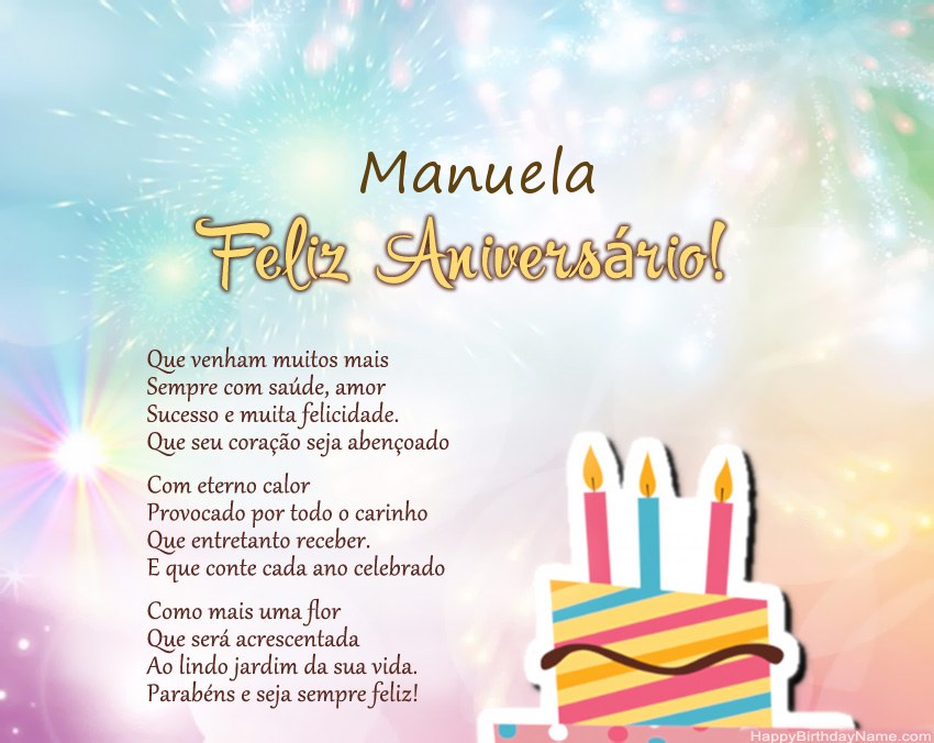 Feliz Aniversario Manuela no verso Feliz Aniversario Manuela no verso