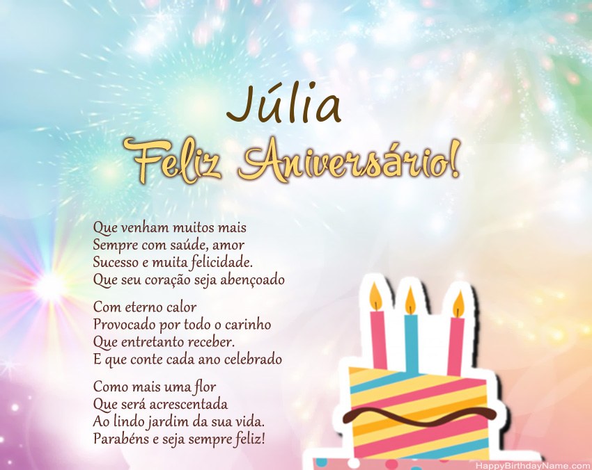 Feliz Aniversario Júlia no verso Feliz Aniversario Júlia no verso
