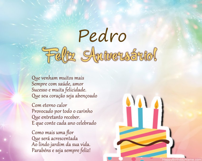 Feliz Aniversario Pedro no verso Feliz Aniversario Pedro no verso