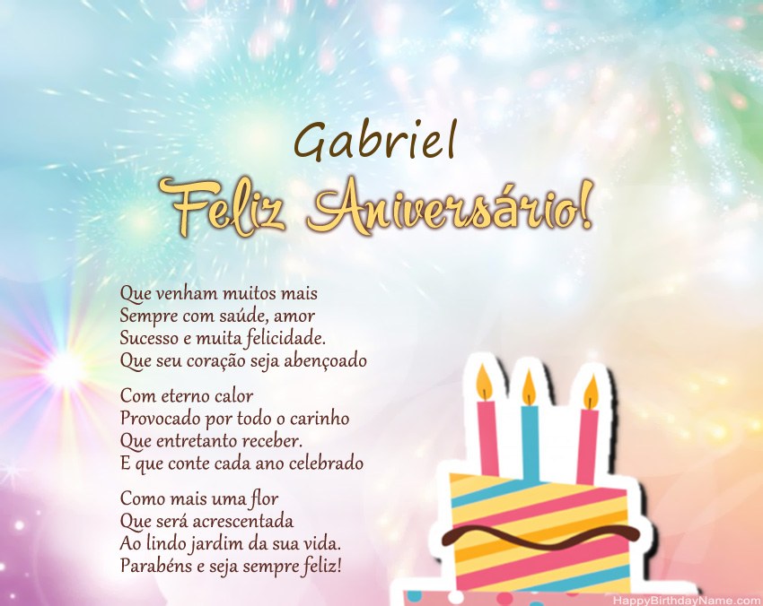 Feliz Aniversario Gabriel no verso Feliz Aniversario Gabriel no verso