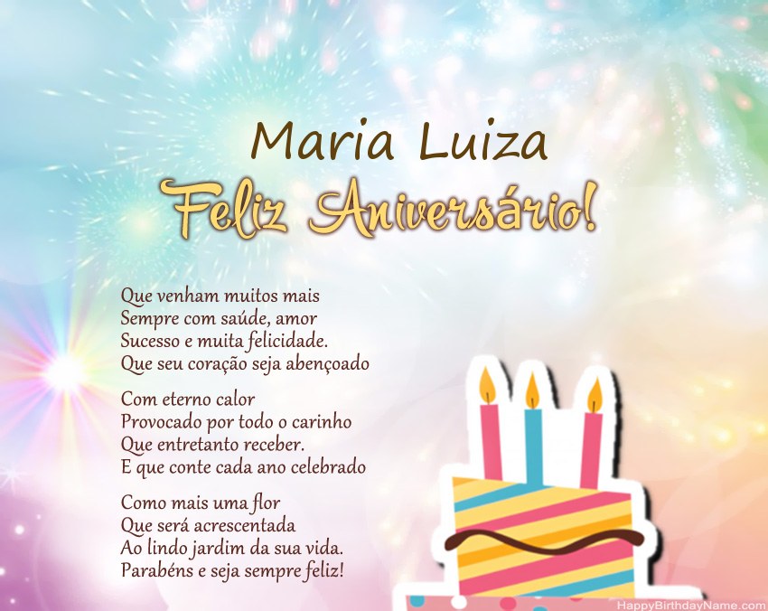 Feliz Aniversario Maria Luiza no verso Feliz Aniversario Maria Luiza no verso