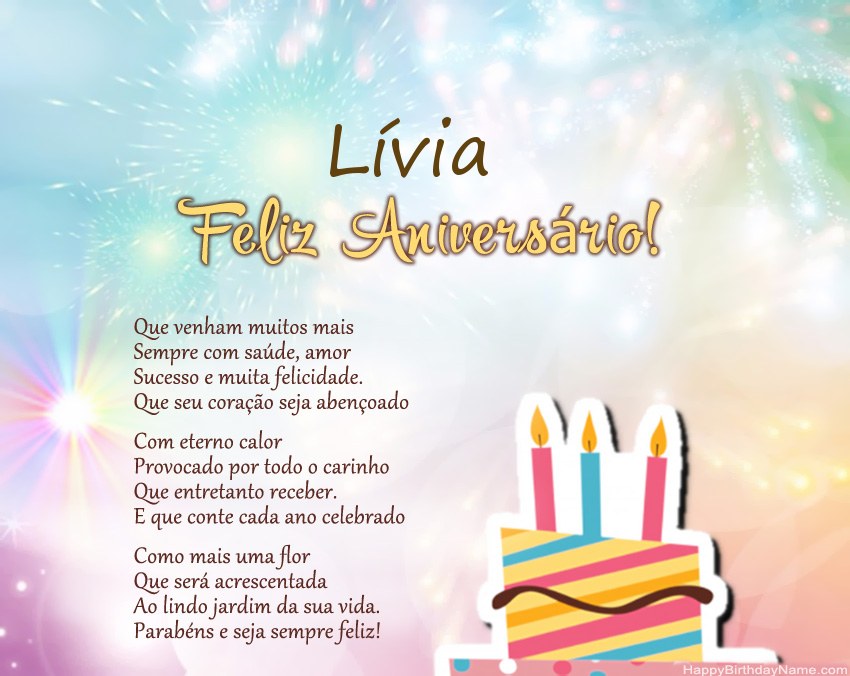 Feliz Aniversario Lívia no verso Feliz Aniversario Lívia no verso