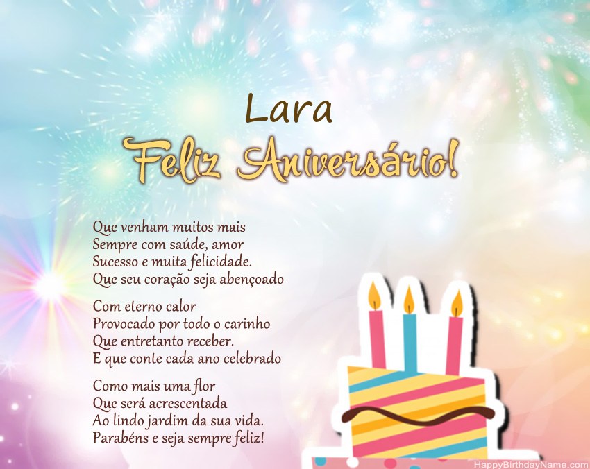 Feliz Aniversario Lara no verso Feliz Aniversario Lara no verso