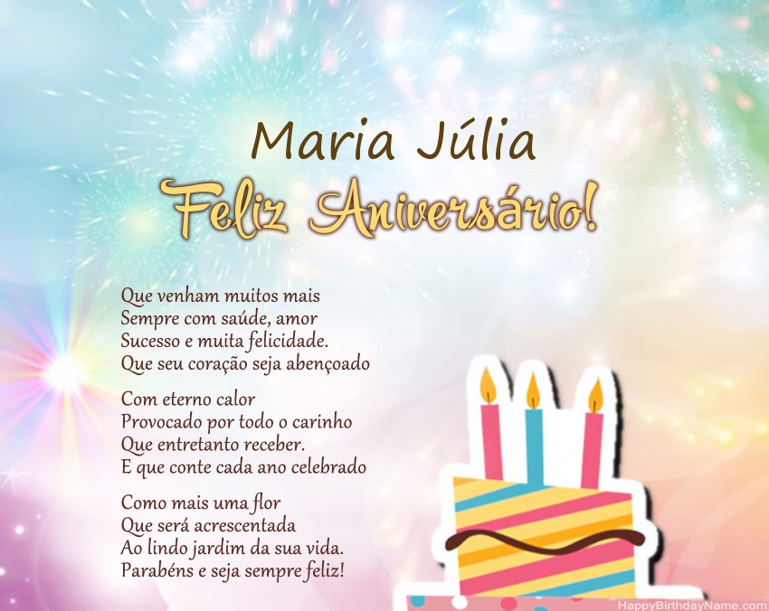 Feliz Aniversario Maria Júlia no verso Feliz Aniversario Maria Júlia no verso