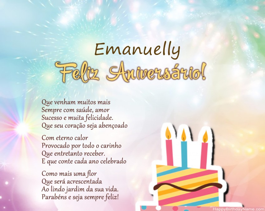 Feliz Aniversario Emanuelly no verso Feliz Aniversario Emanuelly no verso