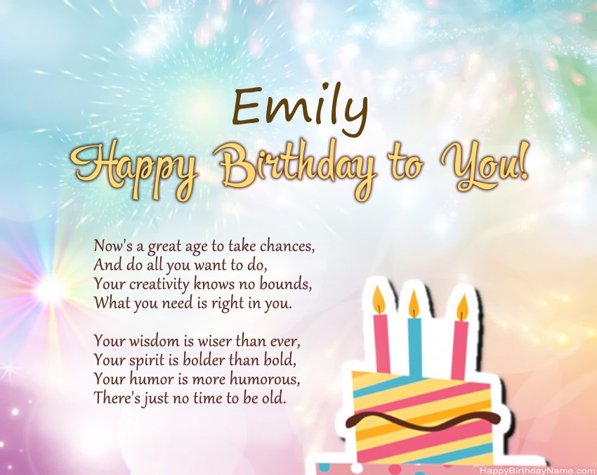 Happy Birthday Emily in verse