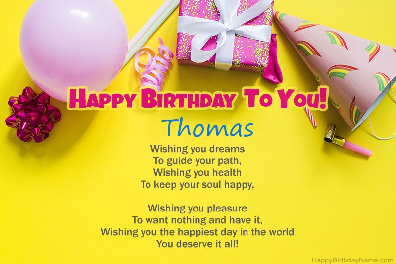 Happy Birthday Thomas in prose