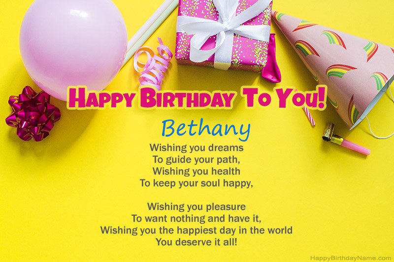 Happy Birthday Bethany in prose