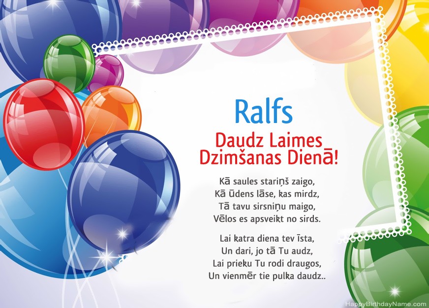 Daudz laimes dzimšanas dienā Ralfs! Daudz laimes dzimšanas dienā Ralfs!
