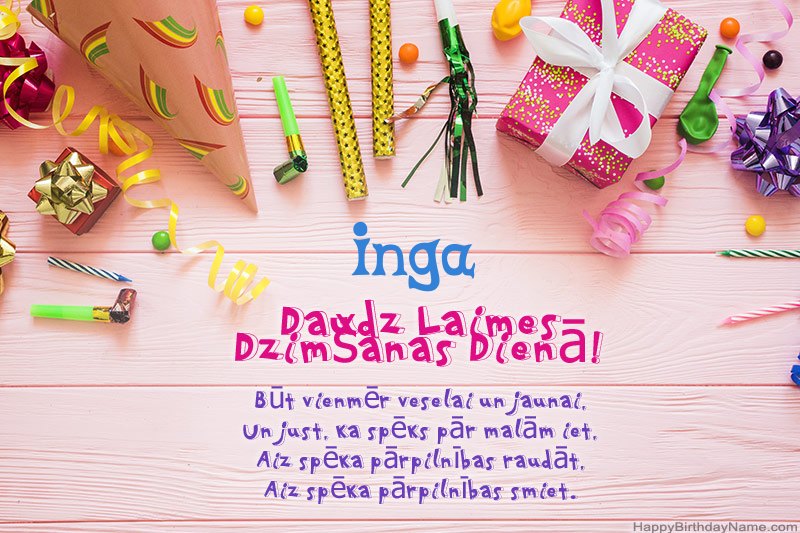 Lejupielādējiet Inga Happy Birthday kartīti bez maksas
