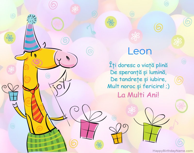 Felicitări copiilor pentru La mulți ani de Leon