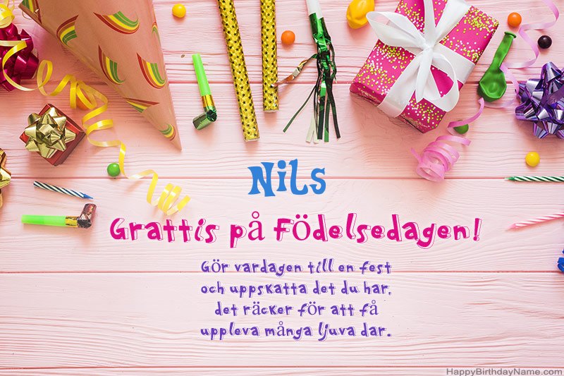 Ladda ner gratulationskortet Nils gratis