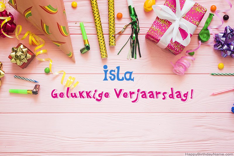 Laai gelukkige verjaardagkaartjie Isla gratis af