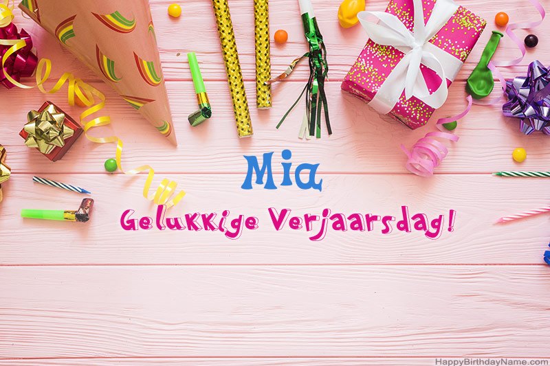 Laai gelukkige verjaardagkaartjie Mia gratis af