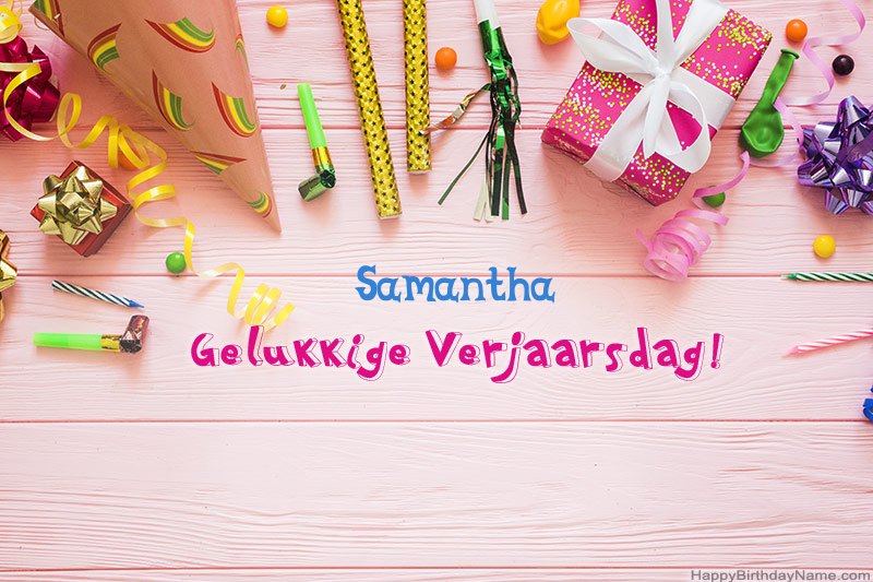 Laai gelukkige verjaardagkaartjie Samantha gratis af