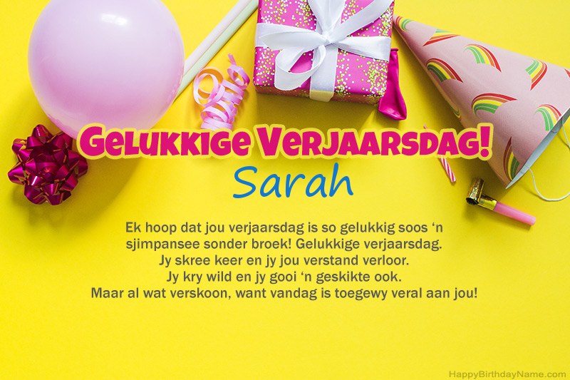 Gelukkige verjaardag Sarah in prosa