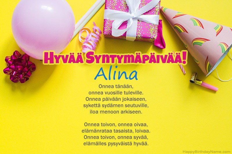 Hyvää Syntymäpäivää Alina kuvissa