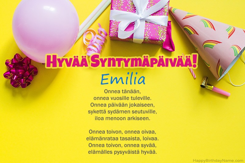 Hyvää Syntymäpäivää Emilia kuvissa