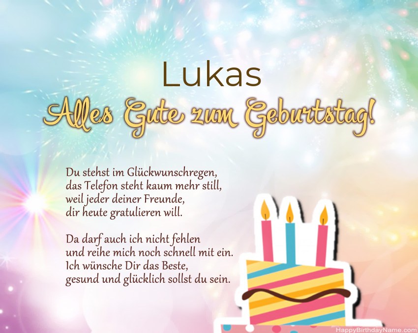 Alles Gute zum Geburtstag Lukas in Vers