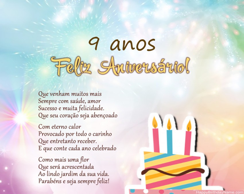 Menina de 9 anos Feliz Aniversário em verso Menina de 9 anos Feliz Aniversário em verso