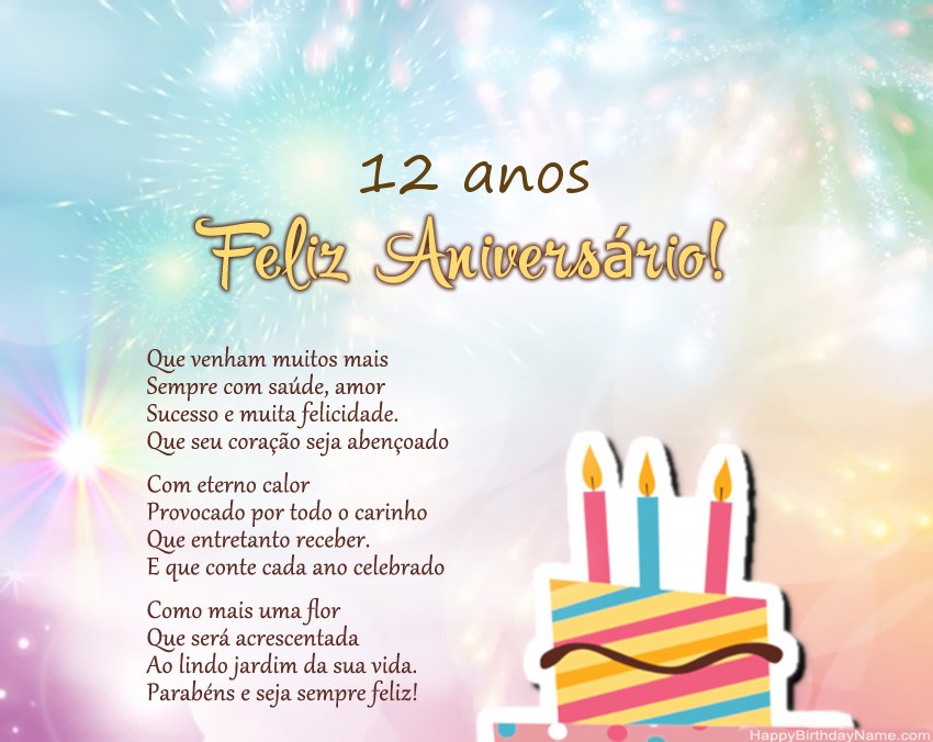 Menina de 12 anos Feliz Aniversário em verso Menina de 12 anos Feliz Aniversário em verso