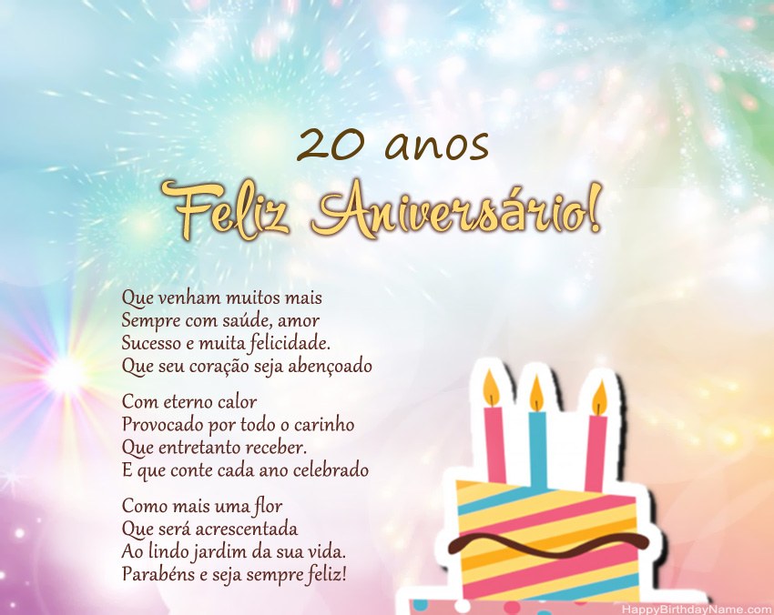 Menina de 20 anos Feliz Aniversário em verso Menina de 20 anos Feliz Aniversário em verso