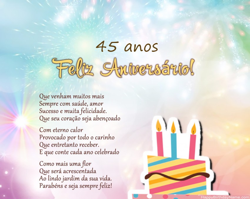 Mulher de 45 anos Feliz Aniversário em verso Mulher de 45 anos Feliz Aniversário em verso
