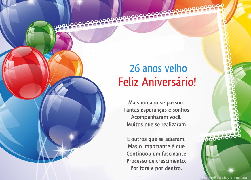 Feliz aniversario de Homem de 26 anos! Feliz aniversario de Homem de 26 anos!
