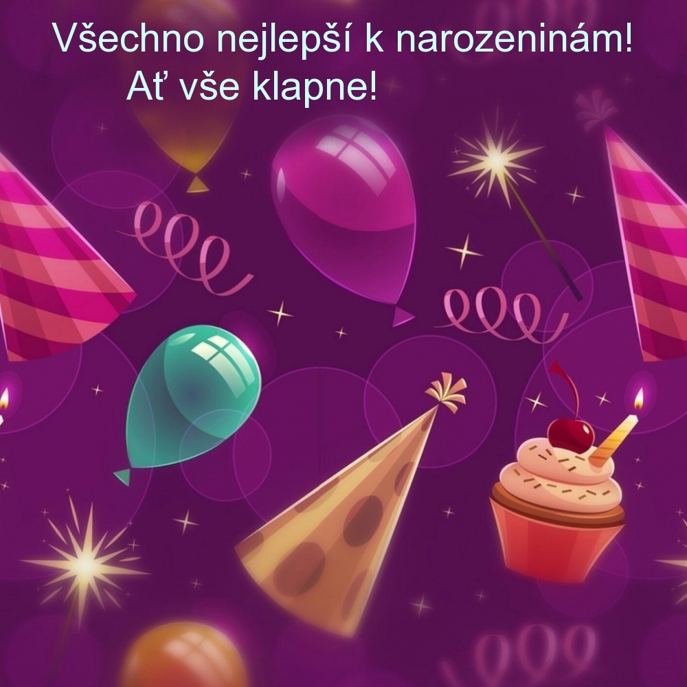 Všechno nejlepší k narozeninám! Ať vše klapne!