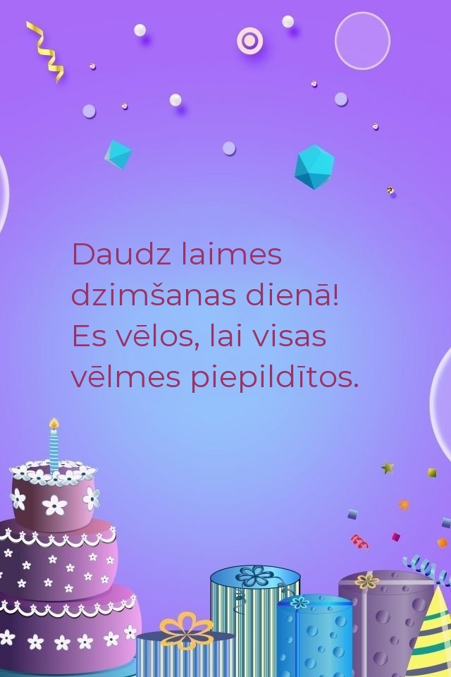 Daudz laimes dzimšanas dienā! Es vēlos, lai visas 
