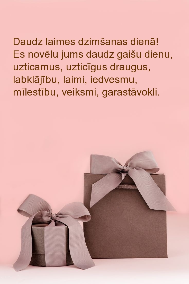Daudz laimes dzimšanas dienā! Es novēlu jums daudz gaišu dienu