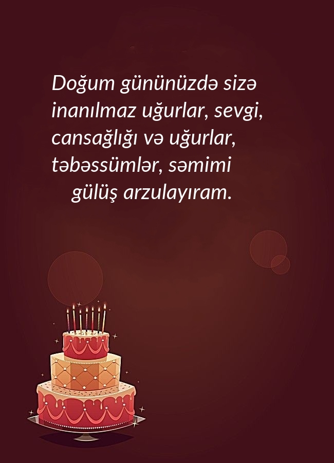 Doğum gününüzdə sizə  inanılmaz uğurlar, sevgi