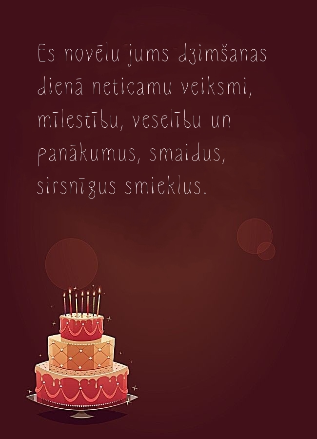 Es novēlu jums dzimšanas dienā neticamu veiksmi