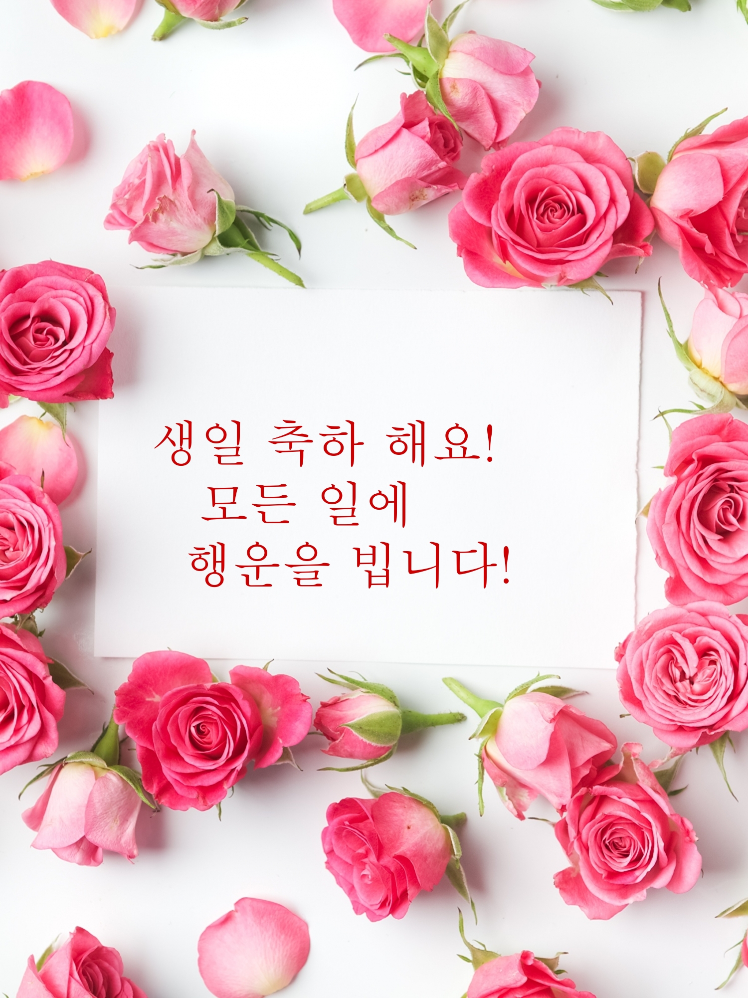 생일 축하 해요! 모든 일에 행운을 빕니다!