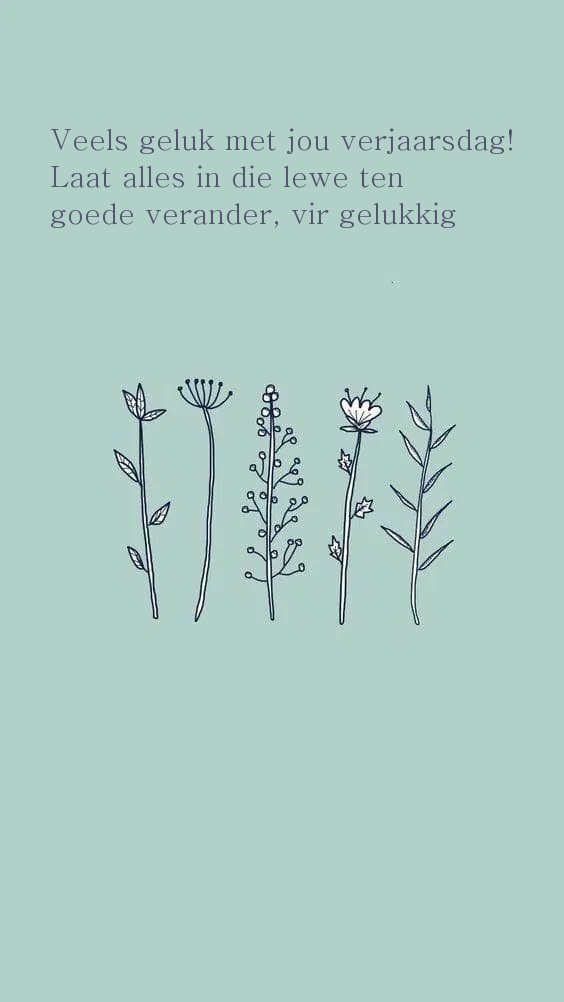 Veels geluk met jou verjaarsdag! Laat alles in die lewe ten goede verander