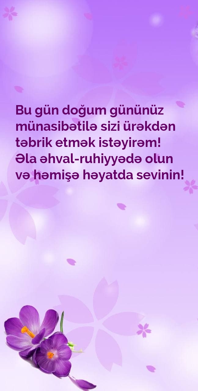 Bu gün doğum gününüz münasibətilə sizi ürəkdən təbrik etmək istəyirəm!