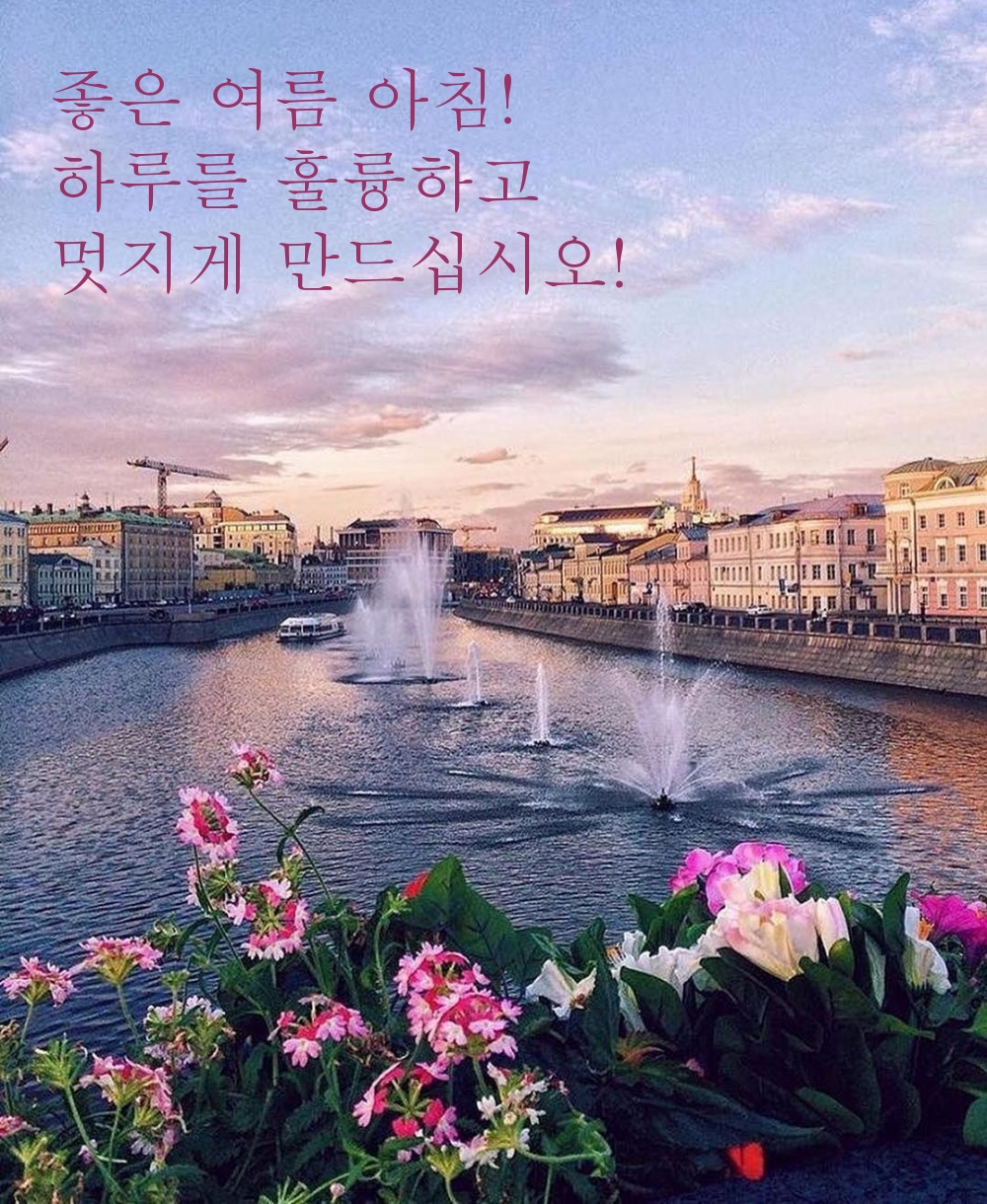 좋은 여름 아침! 하루를 훌륭하고 멋지게 만드십시오!