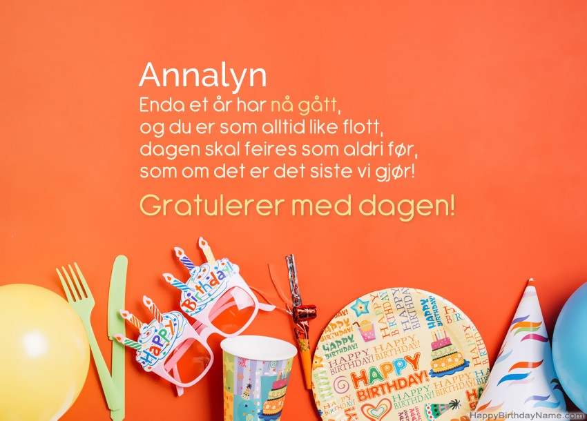 Morsomme gratulerer med fødselsdagskort til Annalyn