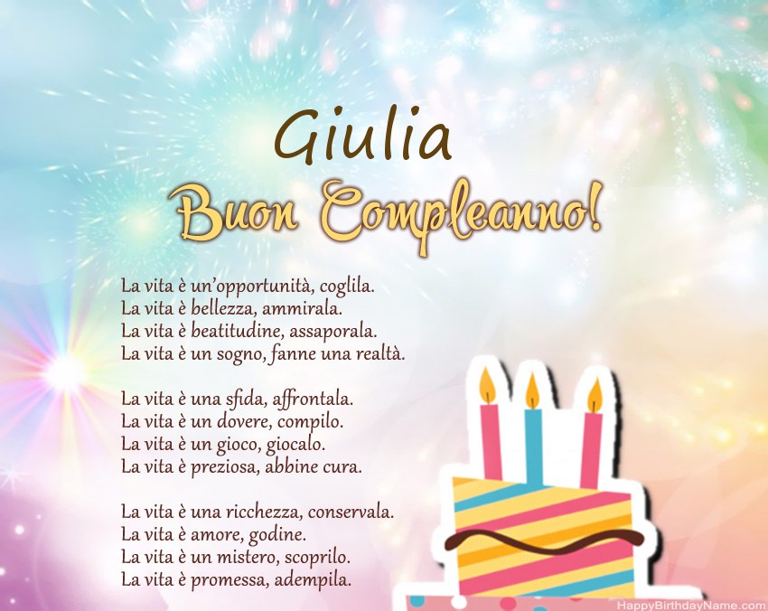 Buon compleanno Giulia in versi