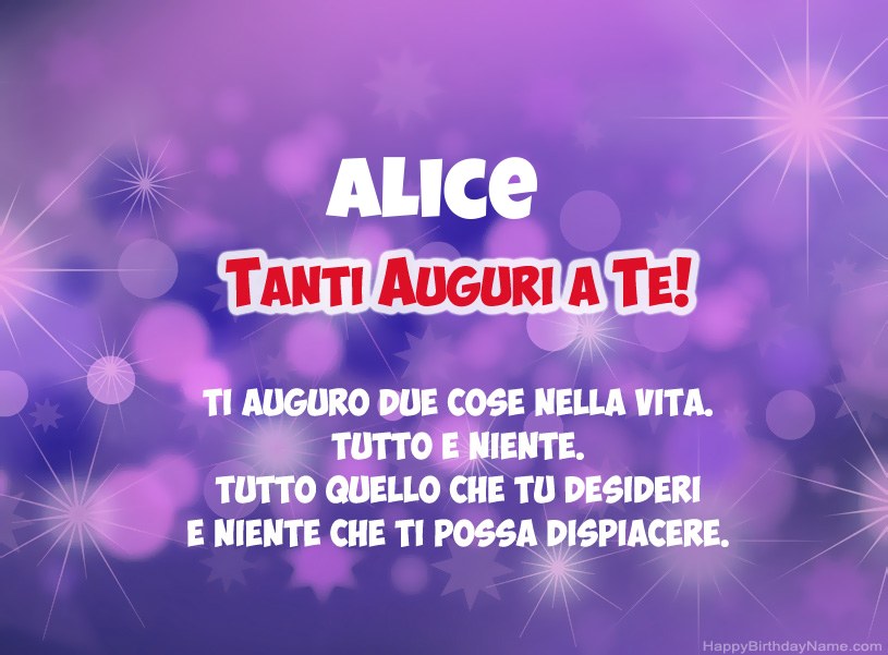 Belle immagini per il buon compleanno di Alice